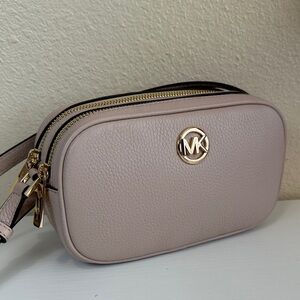 Michael Kors Blush Pink double zip camera Crossbody Bag